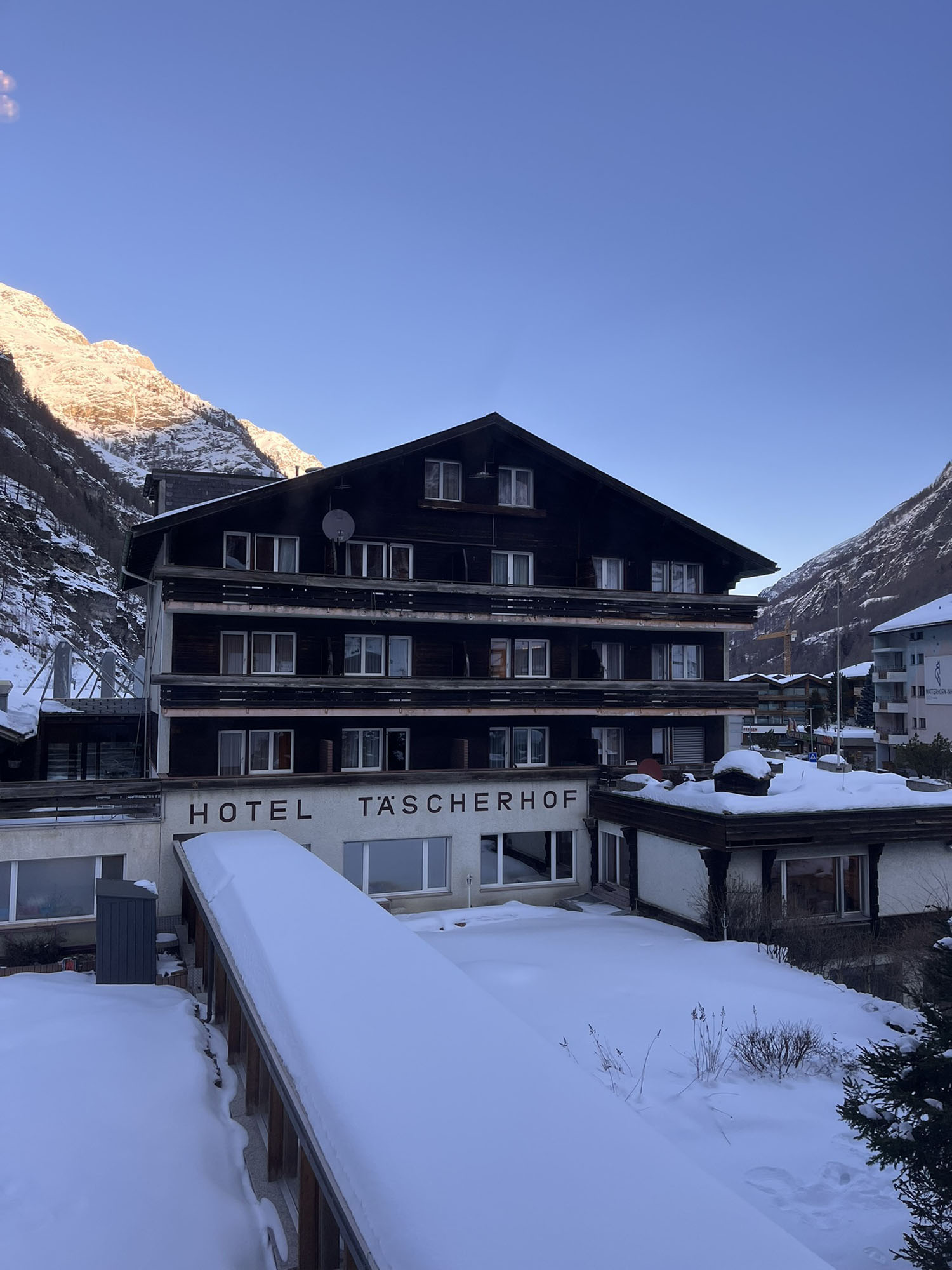Hotel Täscherhof may look a bit rundown when you approach from the station, but it's a great place to stay and the path is mostly covered with non-slip rubber matting.