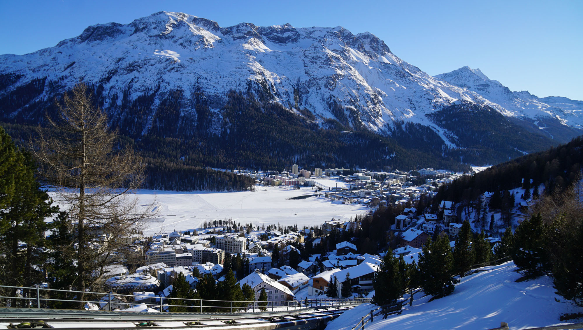 St Moritz valley and frozen lake